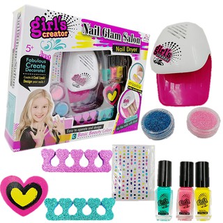 ชุดแต่งเล็บของเล่นเด็ก "Nail Glam Salon Nail Dryer" มาพร้อมเครื่องอบ เป่า สีเล็บ พร้อมด้วยอุปกรณ์