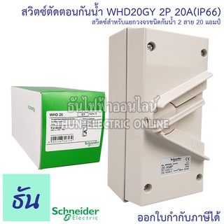 Schneider สวิตช์ตัดตอนกันน้ำ รุ่น WHD20_GY 2P 20A 440V สวิตซ์กันน้ำ สวิตซ์ตัดตอน กันน้ำ Waterproof lsolater Switches WHD20 GYชไนเดอร์ ธันไฟฟ้า