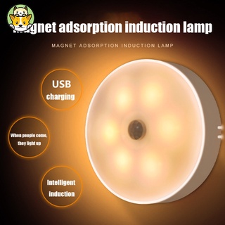 COD Indoor Led Sensor  Night  Light Usb Rechargeable Battery Human Body Intelligence Infrared Induction Sensor Wall Lamp