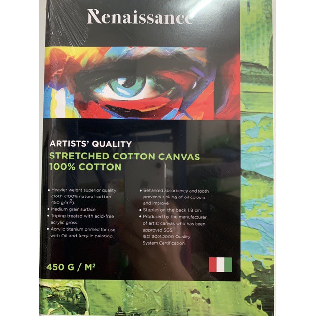 เฟรมผ้าใบ คุณภาพสูง(Top) Renaissance Stretched cotton canvas 450 G. (30x40/40x50/50x60/60x80cm.)