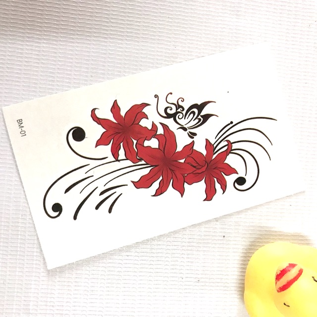 สติ๊กเกอร์ผีเสื้อแมงมุมลิลลี่สีดํา BM-01 10x6cm_ ซื้อ 5 แถม 1 รอยสักสวย