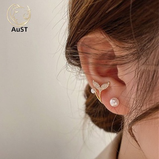 Austinstore ต่างหูสตั๊ด ชุบไฟฟ้า ประดับมุกเทียม สวยหรู สําหรับผู้หญิง ใส่ได้ทุกวัน