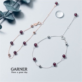 s925 Garner bracelet สร้อยข้อมือเงินแท้ ประดับโกเมน สวยเรียบง่าย ใส่สบาย เป็นมิตรกับผิว