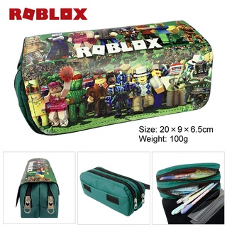 Roblox กระเป๋าดินสอ ผ้าแคนวาส สองชั้น จุของได้เยอะ มีซิป เครื่องเขียน สําหรับเด็กนักเรียน