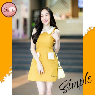 Simple Brand เดรสแขนกุดเว้าเอว