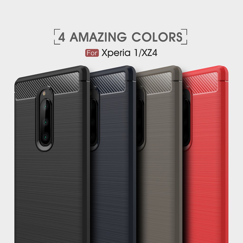 Sony Xperia XZ3 / XZ4 / XZ4 Compact / Xperia 1 Fashion Slim Carbon Fiber TPU Soft Silicone Cover Phone Case