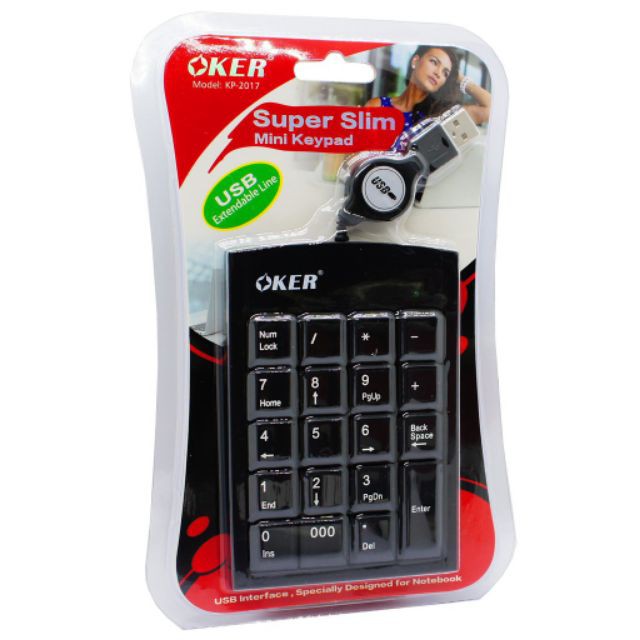 แป้นพิมพ์ตัวเลขแบบมีสายเก็บสายได้ OKER KP-973ดีไซน์ใหม่ล่าสุด & KEYPAD ปุ่มตัวเลข OKER KP-2017