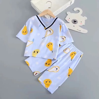 ชุดนอนเด็กผ้าสปันคอวี เนื้อผ้าใส่สบายไม่ร้อน อายุ 2-7 ขวบ