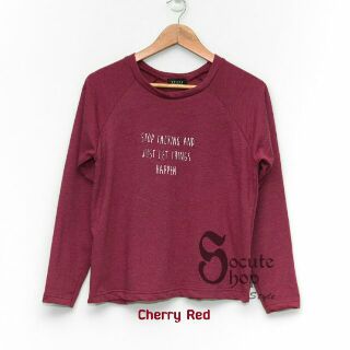 STOP Long-sleeved T-shirt (Cherry Red)