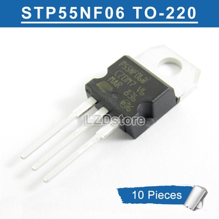 10pcs STP55NF06 ทรานซิสเตอร์ P55Nf06 To - 220 Stp55Nf06 To220 N - Channel 60V / 50A 10 ชิ้น