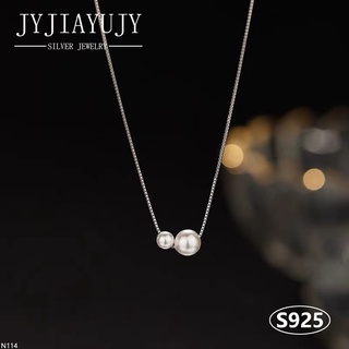 Jyjiayujy สร้อยคอเงินสเตอร์ลิง 100% S925 ประดับไข่มุก สีขาว 4 มม. 6 มม. สไตล์เกาหลี เครื่องประดับแฟชั่น สําหรับผู้หญิง N114