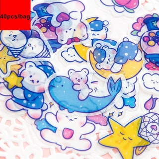 สติ๊กเกอร์การ์ตูนน่ารักสําหรับตกแต่งไดอารี่ 40 ชิ้น