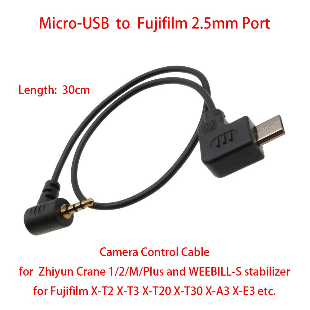 สําหรับ Zhiyun Crane 1/2/Plus/M หรือ WEEKILL-S ถึง Fujifilm X-T3 X-T30 X-E3 ฯลฯ, 30 ซม.สายควบคุม Mic