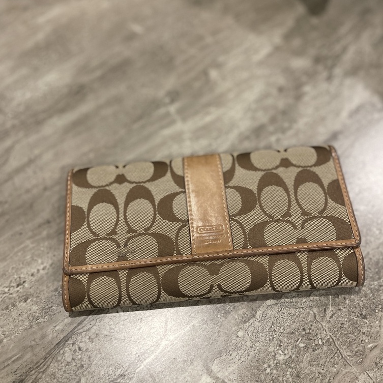 [ของแท้ มือสอง]  COACH  กระเป๋าสตางค์ ผู้หญิง กระเป๋าสตางค์ ผู้หญิง กระเป๋ามือสอง แท้ ใบยาว