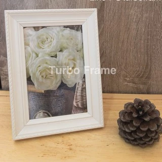กรอบรูปสีขาวเกียวเฉียงใส่ภาพขนาด 4x6 ,6x8”, A5(14.8x21 cm) , 8x10”,8x12”,A4,10x12”(DB489)พร้อมกระจใส ขาตั้ง หูแขวนผนัง