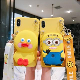 กระเป๋าซิปกระเป๋าโทรศัพท์ Wallet Cartoon duck Minions soft เคส samsung A21S A12 NOTE 10 20 ULTRA Phone Case