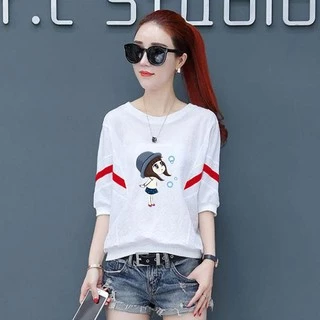 New311- เสื้อยืดแฟชั่นผู้หญิง รูปแบบใหม่แฟชั่นมาแรง เสื้อสไตล์เกาหลีหน้าร้อนทรงค้างคาวผ้านุ่มใส่สบาย พิมพ์ลายน่ารัก3ลาย