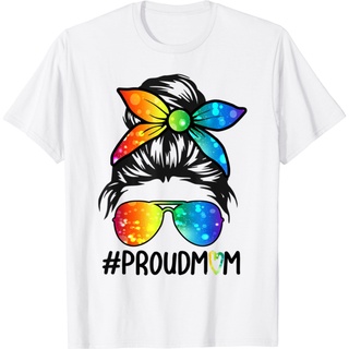 เสื้อยืดสีขาวเสื้อยืดคอกลม ผ้าฝ้าย พิมพ์ลาย Messy Hair Bun Proud Mom Lgbt Gay Pride สําหรับผู้ชาย 2021S-4XL