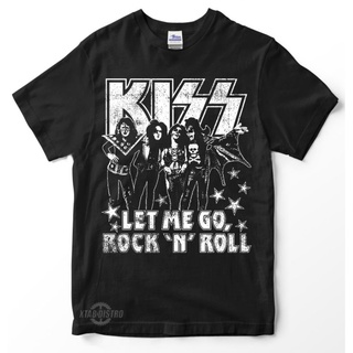 เสื้อยืด kiss LET ME GO rock n roll เสื้อยืดพรีเมี่ยม kiss เสื้อยืดวงร็อค n roll led zeppelin ramones black sabbath iron Miden vintage