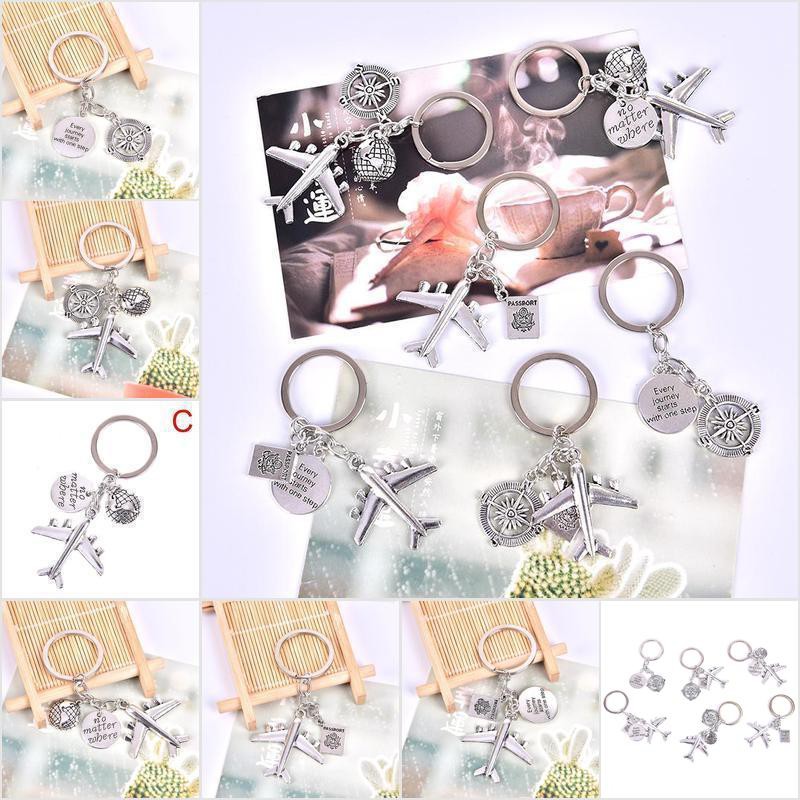 LHGC Earth Airplane Pendant Keychains Travel Alloy Keyring Diy Handmade ...