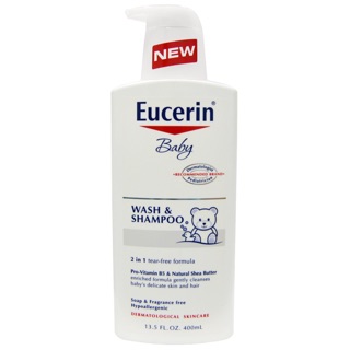 New 🇺🇸Eucerin, Baby, Wash &amp; Shampoo, Fragrance Free, 13.5 fl oz (400 ml)