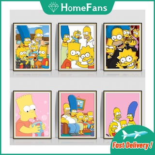 【HF】ภาพวาดปักเพชร ลาย The Simpsons 5D ขนาด 40x50 ซม. สําหรับตกแต่งผนังบ้าน เหมาะกับเด็ก และเพื่อน