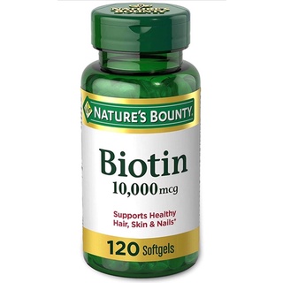 Exp:10/25 Natures Bounty Biotin 10,000 mcg Softgels บำรุงสุขภาพผม ผิวหนัง และเล็บ* (ขวดเขียว)