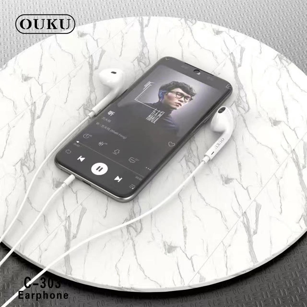 หูฟัง OUKU C303 หูฟัง Small talk หูฟังใช้ได้โทรศัพท์ทุกรุ่น เสียงดี เสียงนุ้ม สุดคุ้ม พร้อมส่ง(รับประกันหนึ่งปี)