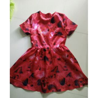 [มือ2] ชุดเดรส สีกุหลาบ เดรสสั้น เดรสสีแดง
