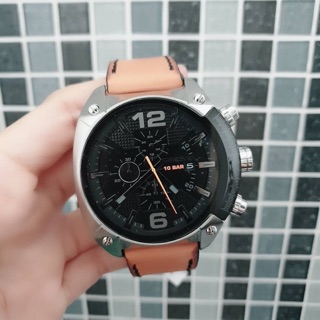 DZ4503 Diesel Mens Overflow Chronograph Black Dial Brown Leather Watch (49mm)  ป้ายขาว กล่อง ws