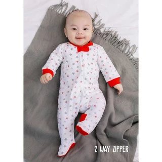 Zuper Mom 0-24เดือน ชุดหมีเด็กอ่อน ซิป รุ่น 2 WAY ZIPPER บอดี้สูทเด็กอ่อน ชุดเด็กแรกเกิด บอดี้สูทหุ้มเท้า (no.9005)