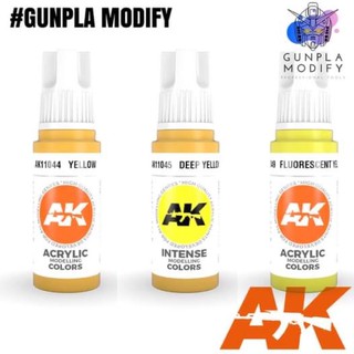 AK Interactive 3G สีอะคริลิคสูตรน้ำ 17 ml Yellow, Deep Yellow, Fluorescent Yellow