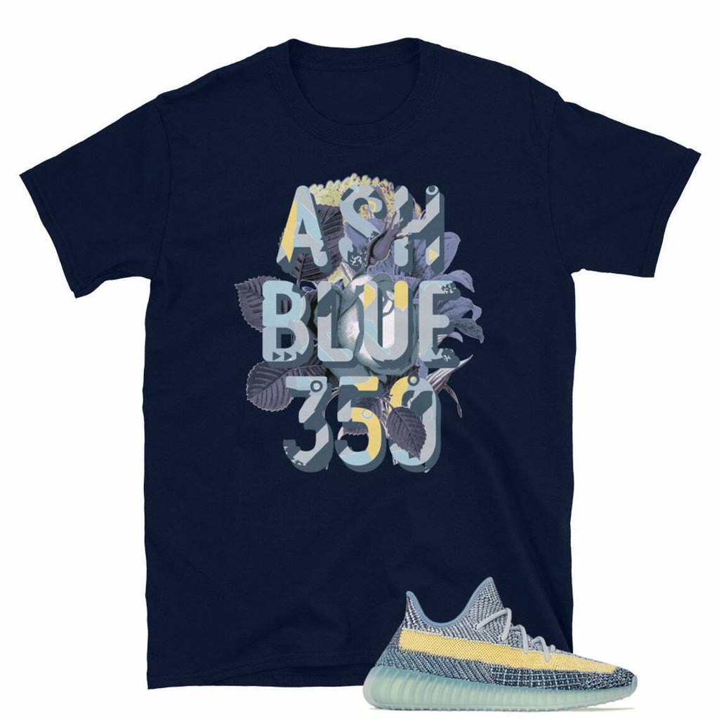 [S-5XL]เสื้อยืด คอกลม พิมพ์ลาย Yeezy Boost 350 "V2 Ash Blue" สไตล์คลาสสิก สีฟ้าแอช 350