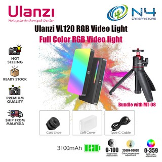 Ulanzi VL120 ไฟวิดีโอ RGB LED 2500K-9000K หรี่แสงได้ CRI95+ 20 เอฟเฟคไฟ