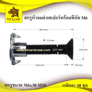 สกรูหัวจมเตเปอร์ดำ ขนาด M6 ยาว 30 มม.+ทีนัทM6 น๊อตลำโพง ยึดลำโพง น๊อตประกอบลำโพง น๊อตตู้ลำโพง สกรูหัวจมดำเตเปอร์