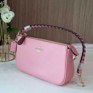 🎀 (สด-ผ่อน) คล้องมือ สีชมพู สายถัก COACH C4233 NOLITA 19 WITH WHIPSTITCH