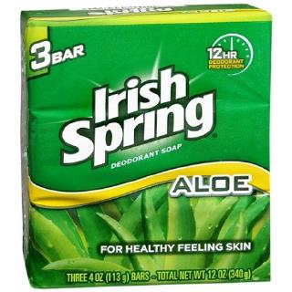 Irish Spring Aloe Bar Soap 340g. (3 ก้อน) สบู่ว่านหางจระเข้ ช่วยรักษาความชุ่มชื้นของผิว