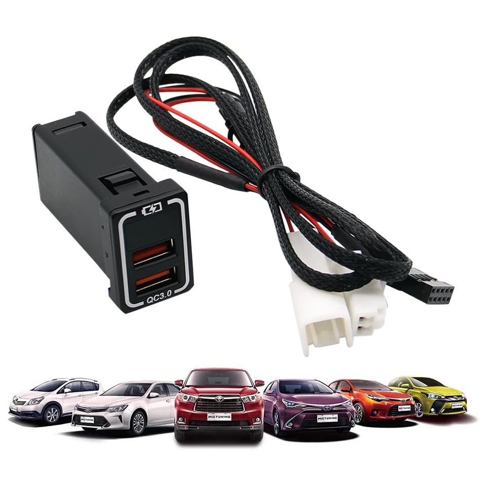 ตกแต่งบ้าน USB 3.0 Fast Charger สำหรับรถรุ่น Toyota  Vios/Yaris/Altis/Camry/Fortuner/Revo/Chr/Innova/Alphard/Avanza ส่งด่วน สั่งเลย