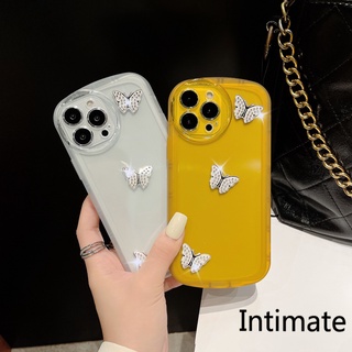 เคสโทรศัพท์มือถือ ลายผีเสื้อ ประดับเพชร สีพื้น สําหรับ Realme C55 C53 C51 C35 C33 C30S C30 C25 C25Y C25S C21Y C15 C12 Narzo N55 N53 50A 50i Prime