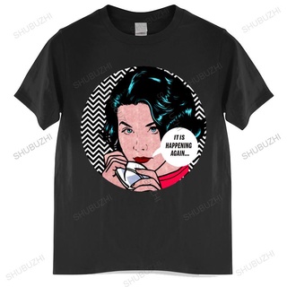 เสื้อยืดผ้าฝ้ายพรีเมี่ยม เสื้อยืดคอกลม พิมพ์ลาย Twin Peaks Audrey It Is Happening Again สําหรับผู้ชาย Stylisches เสื้อยื