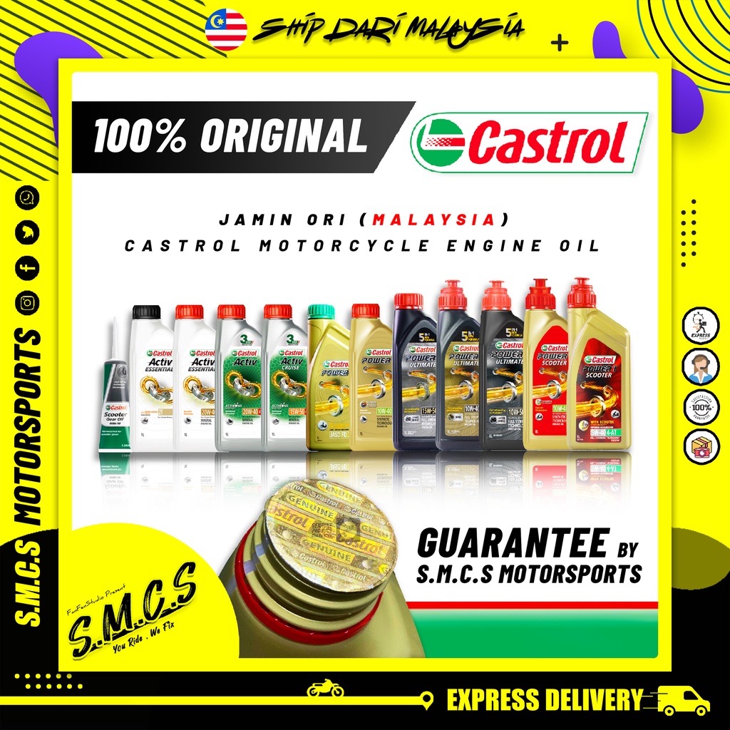 CASTROL 4T 2T ACTIV POWER 1 สุดยอด SCOOTER น้ํามันเกียร์น้ํามัน (2T ACTIV/2T POWER 1/10W50/20W40/10W