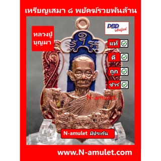 เหรียญหลวงปู่บุญมา รุ่น ๘ พยัคฆ์รวยพันล้าน เนื้อทองแดง ลงยาธงชาติ สุ่มโค้ด