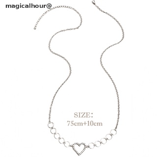 magicalhour Women Fashion Rhinestone Heart Waist Chain Belt Crystal Body Chain Party Jewelry *On sale