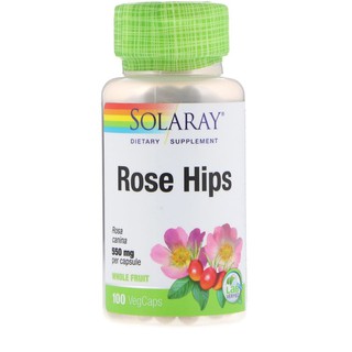 Solaray, Rose Hips, 550 mg, 100 VegCaps ทำให้ผิวกระจ่างใส ช่วยลดเลือนริ้วรอย จุดด่างดำ ฟื้นฟูและซ่อมแซมเซลล์ผิว