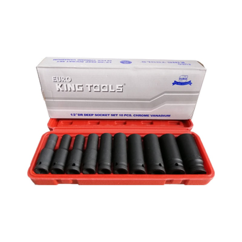 ลูกบล็อกยาวรมดำ 1/2 นิ้ว 10 ชิ้น EURO KINGTOOLS