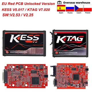 ชุดปรับแต่งชิปมาสเตอร์ 7.020 KTAG V7.020 V2.25 ECU 7.020 2020 V5.017 V2.53 KESS V2 5.017 สีแดง