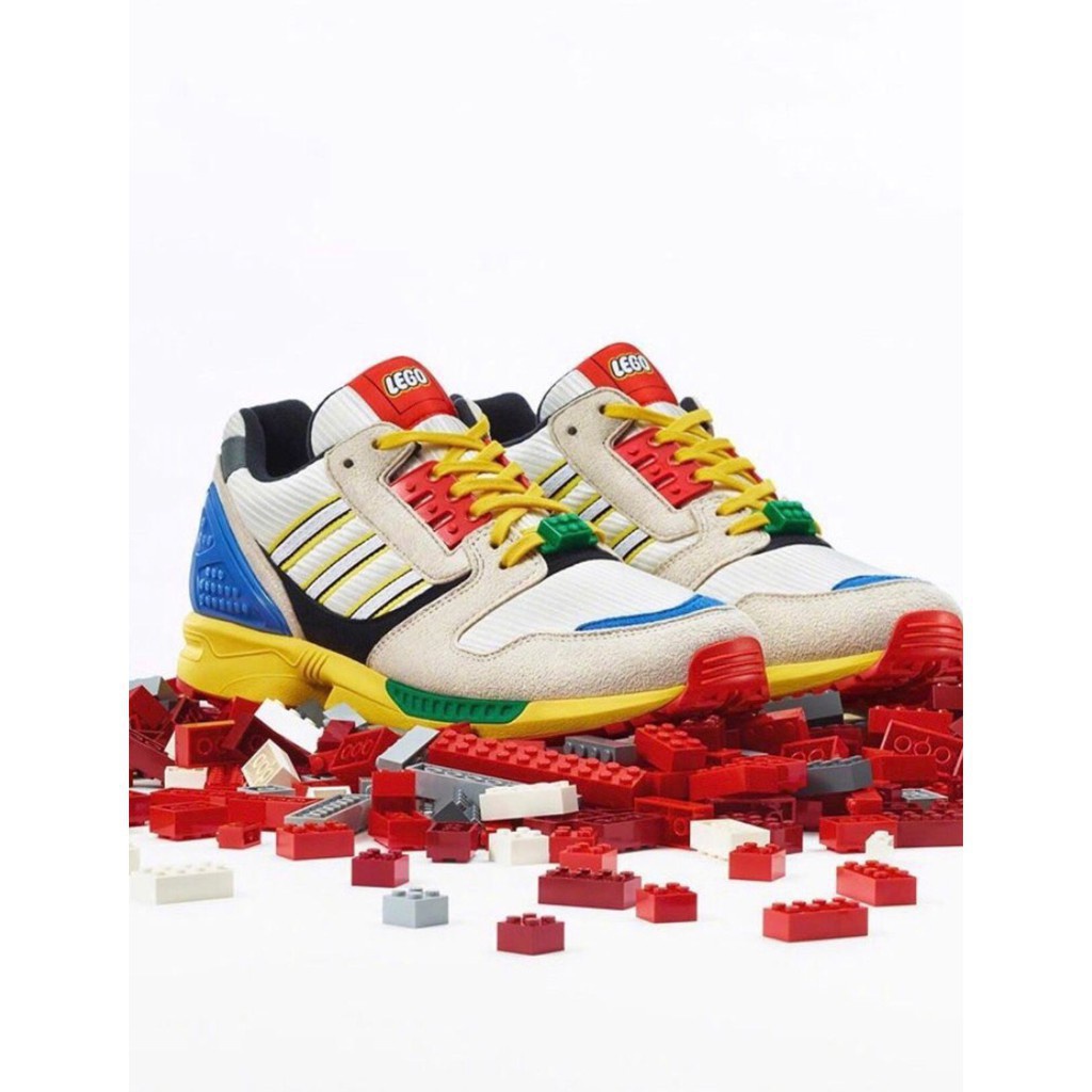 ☬❅Spot LEGO x adidas ZX 8000 Lego white and yellow sports running shoes FZ3482
