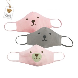 TEDDY MASK: หน้ากากผ้า รุ่น Smiling ผ้ายืดคอตตอนมีลาย หน้ากากผ้า