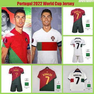 เสื้อกีฬาแขนสั้น ลายทีมชาติฟุตบอล Portugal 2022 World Cup jersey Home &amp; Away CR7 Cristiano Ronaldo สําหรับผู้ชาย