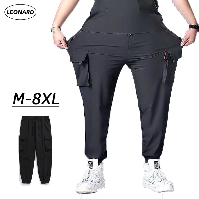 กางเกงคาร์โก้ขายาว ทรงหลวม ขนาดใหญ่ ทนทาน สีดํา ไซซ์ M-8XL สําหรับผู้ชาย